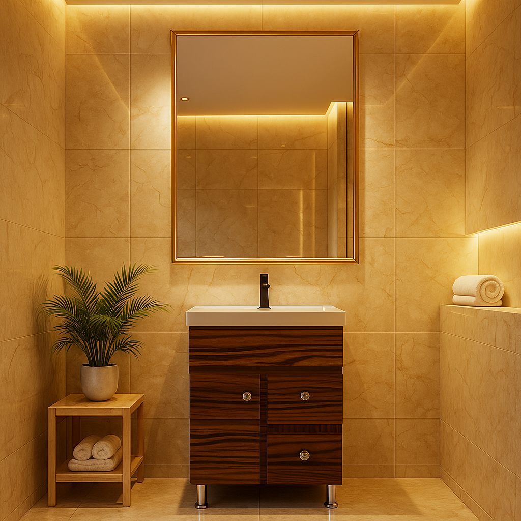 MizMo , HDHMR Bathroom Vanity , 24x18 , Dual Mount (Wall/Floor) Waterproof Cabinet with Soft Close & Storage , 2417