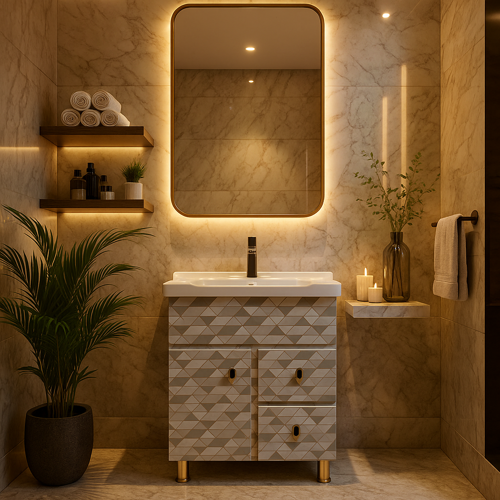 HDHMR Bathroom Vanity , 24x18 , Dual Mount (Wall/Floor) Waterproof Cabinet with Soft Close & Storage , HDMR 2428