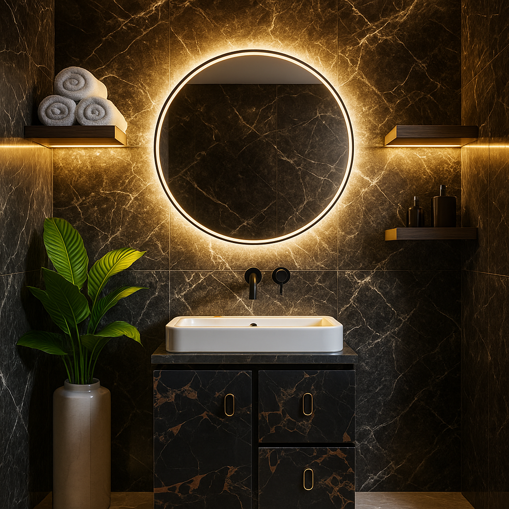 MizMo , HDHMR Bathroom Vanity , 24x18 , Dual Mount (Wall/Floor) Waterproof Cabinet with Soft Close & Storage , 2440