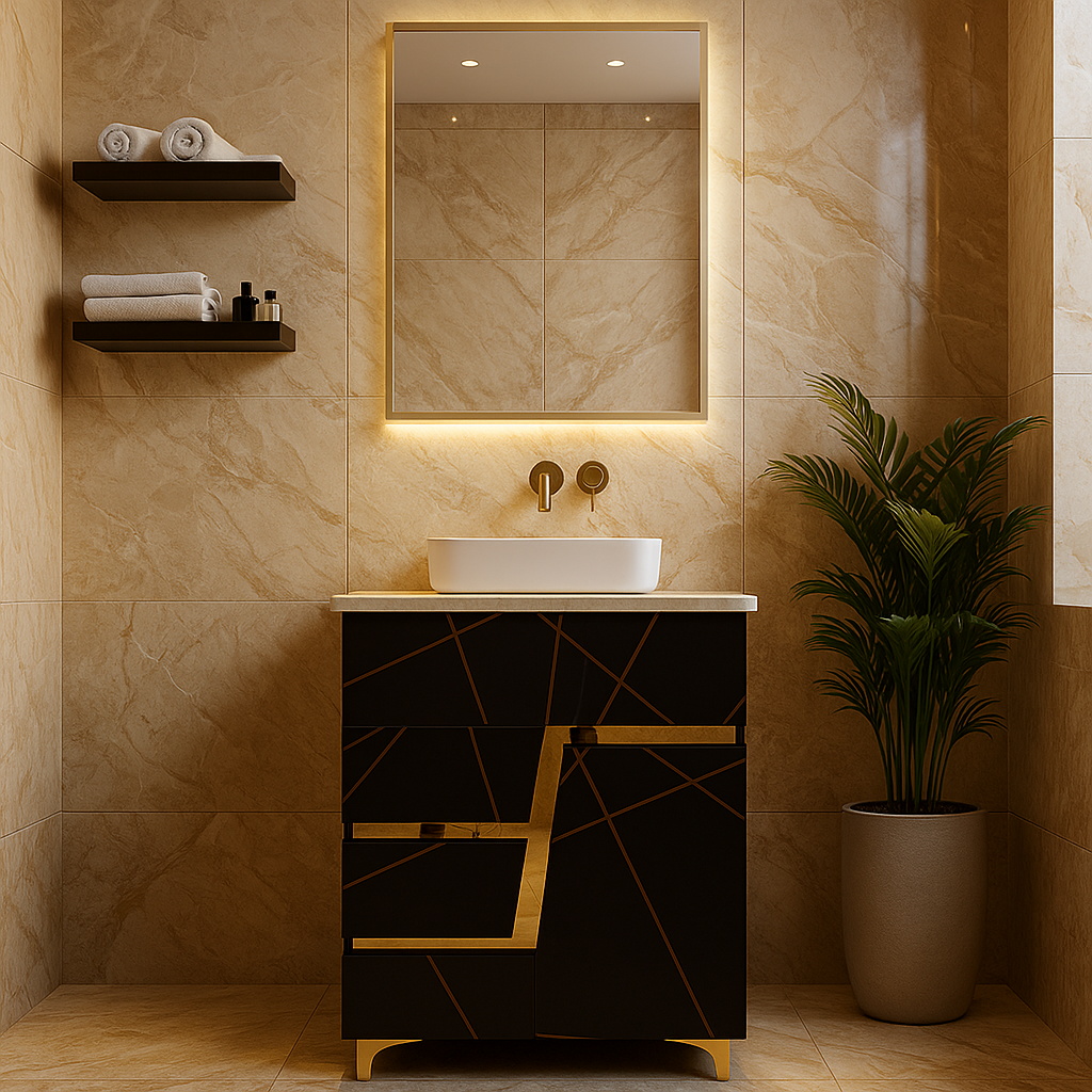 MizMo , HDHMR Bathroom Vanity , 24x18 , Dual Mount (Wall/Floor) Waterproof Cabinet with Soft Close & Storage , 2321Z