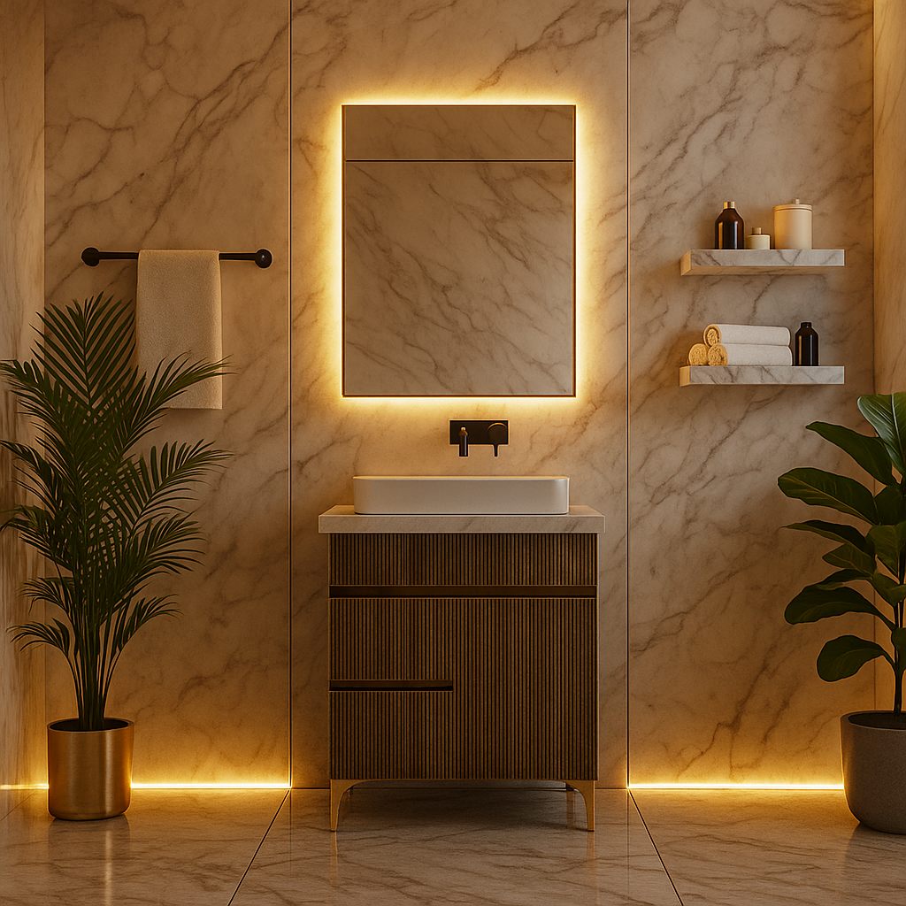 HDHMR Bathroom Vanity , 24x18 , Dual Mount (Wall/Floor) Waterproof Cabinet with Soft Close & Storage ,  8019