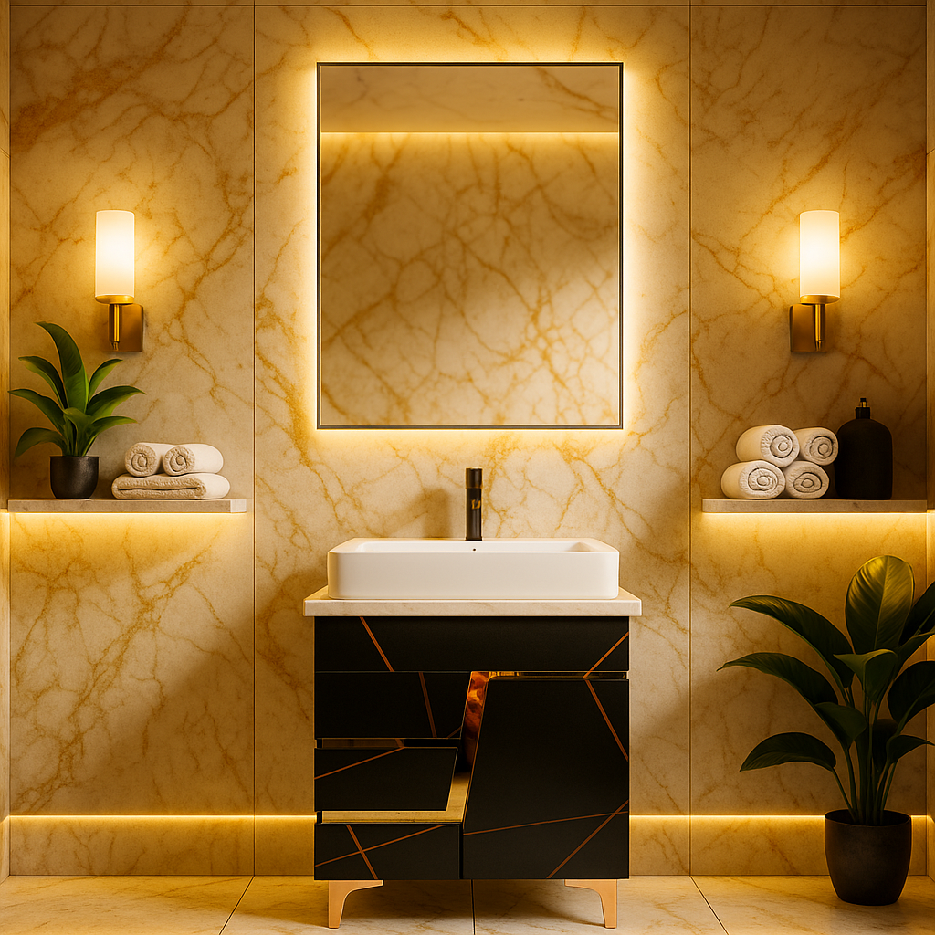 HDHMR Bathroom Vanity , 24x18 , Dual Mount (Wall/Floor) Waterproof Cabinet with Soft Close & Storage , 2316 Z TYPE