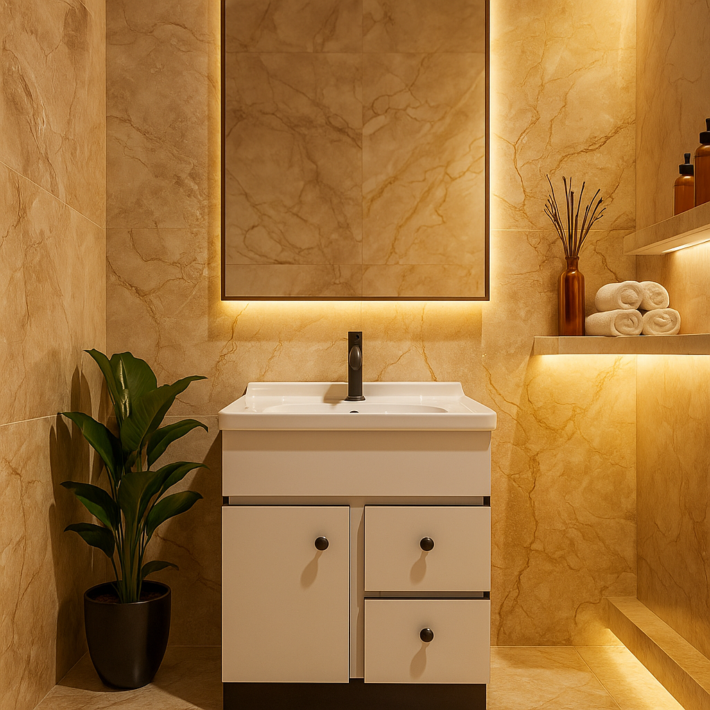 MizMo , HDHMR Bathroom Vanity , 24x18 , Dual Mount (Wall/Floor) Waterproof Cabinet with Soft Close & Storage , 2431