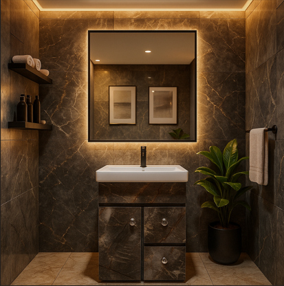 MizMo , HDHMR Bathroom Vanity , 24x18 , Dual Mount (Wall/Floor) Waterproof Cabinet with Soft Close & Storage , 2427