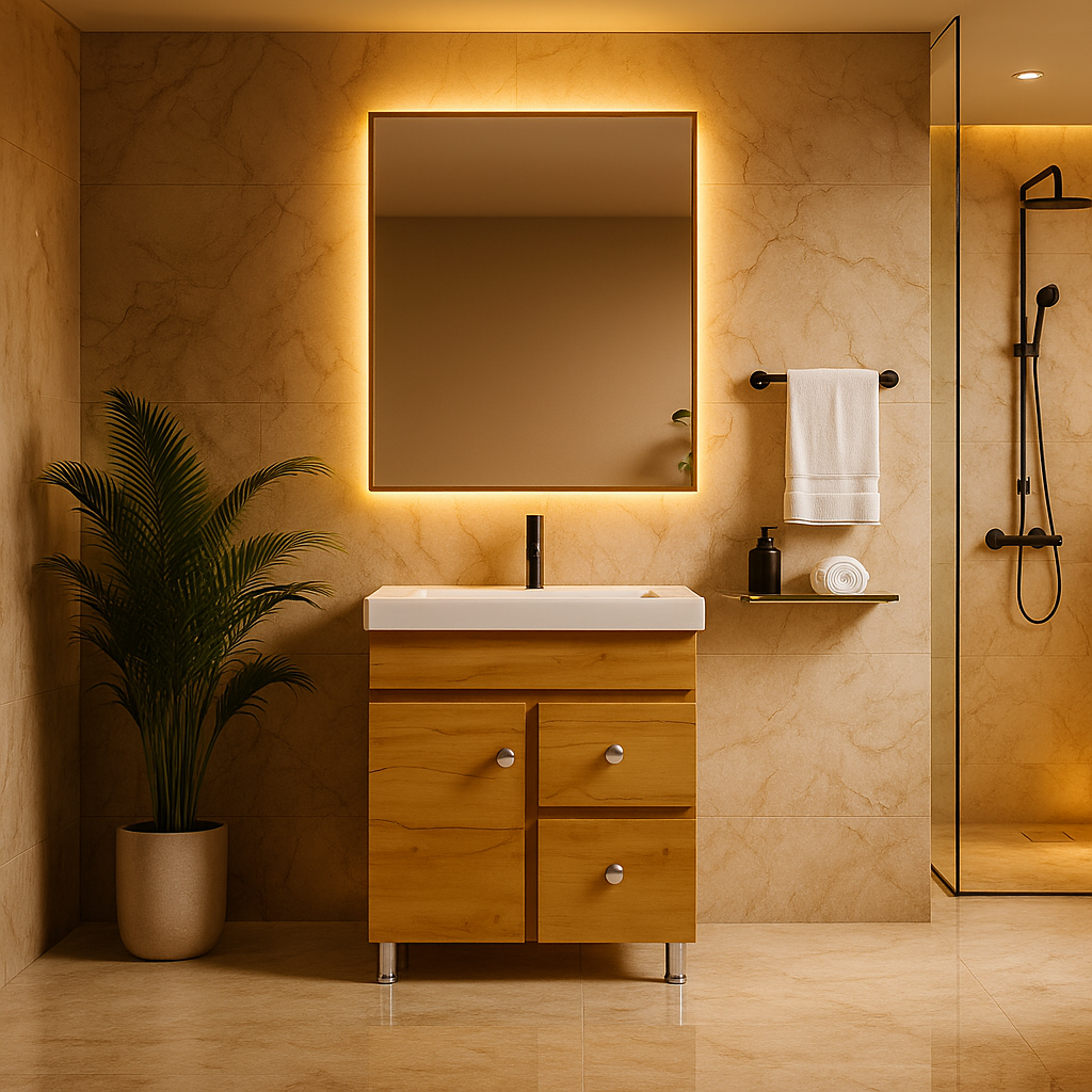 MizMo , HDHMR Bathroom Vanity , 24x18 , Dual Mount (Wall/Floor) Waterproof Cabinet with Soft Close & Storage , 2421