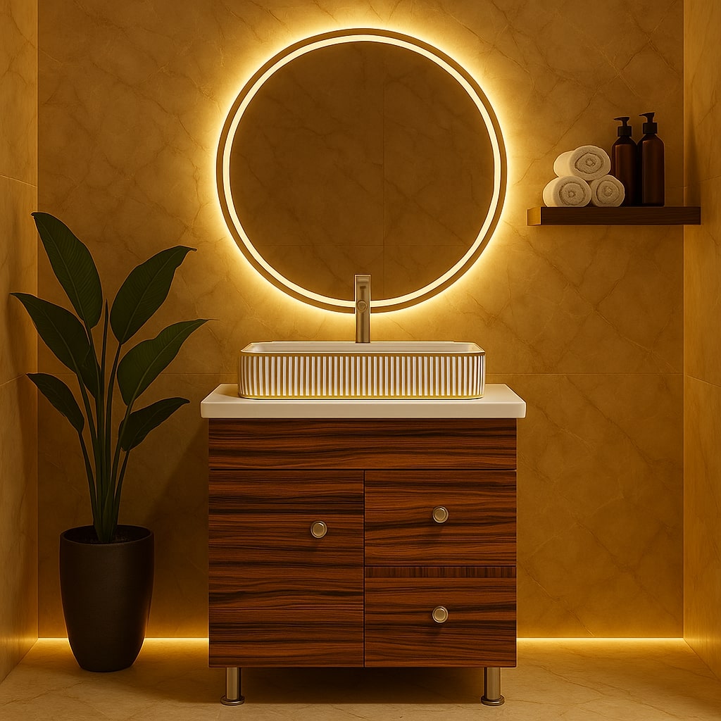 HDHMR Vanity Combo by Mizmo – 24x18 Inch Bathroom Set with Marble Top, Designer Counter-Top Basin, 12