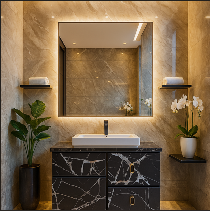 MizMo , HDHMR Bathroom Vanity , 24x18 , Dual Mount (Wall/Floor) Waterproof Cabinet with Soft Close & Storage , 2420
