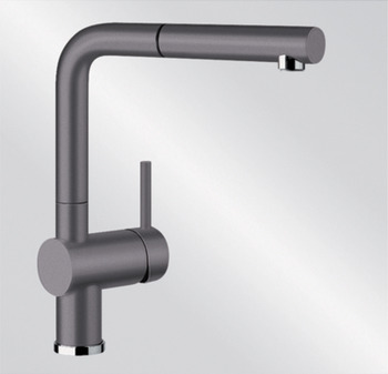 Hafele , Tap, Blanco - Silgranite, Extendable spray head , Rock Grey , 565.68.550