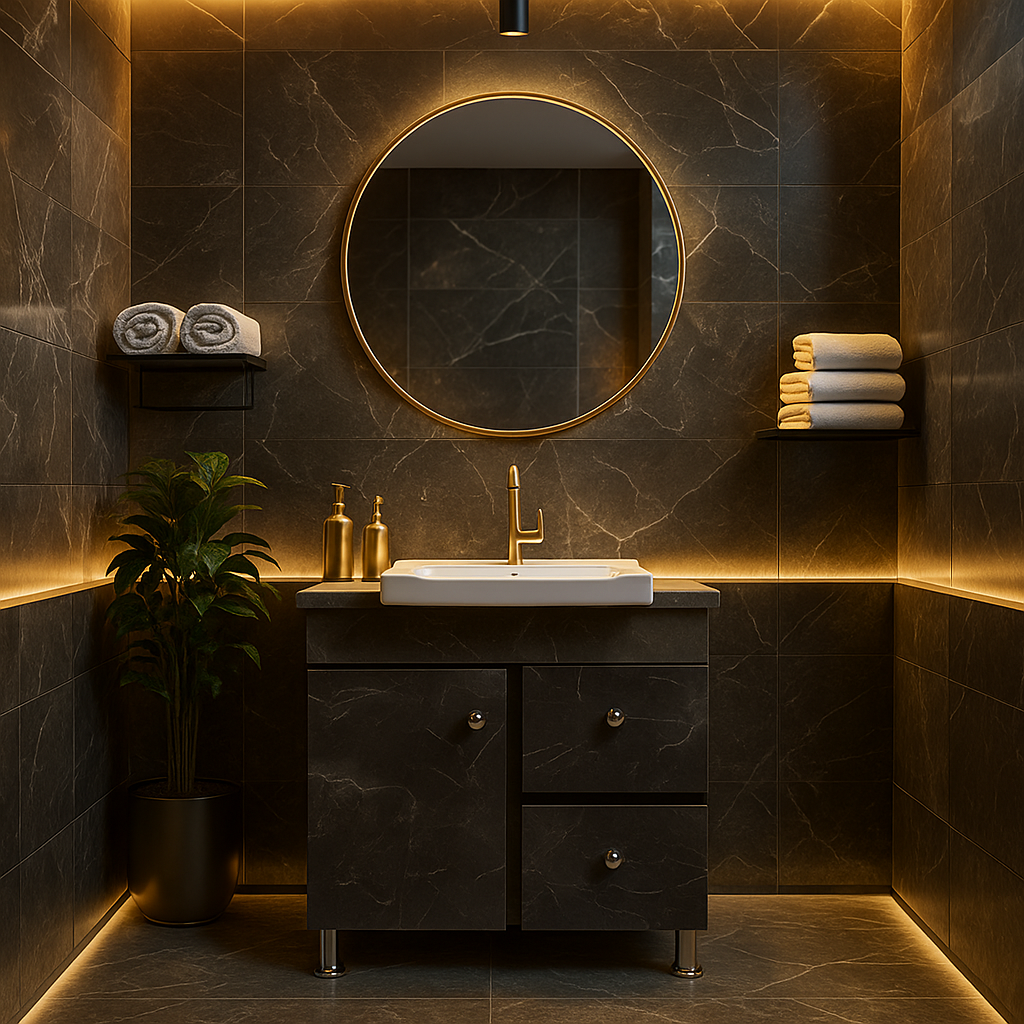 HDHMR Bathroom Vanity , 24x18 , Dual Mount (Wall/Floor) Waterproof Cabinet with Soft Close & Storage , HDHMR 2422
