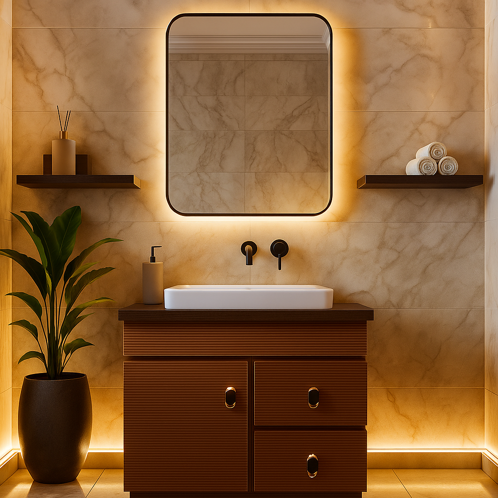MizMo , HDHMR Bathroom Vanity , 24x18 , Dual Mount (Wall/Floor) Waterproof Cabinet with Soft Close & Storage , 2425