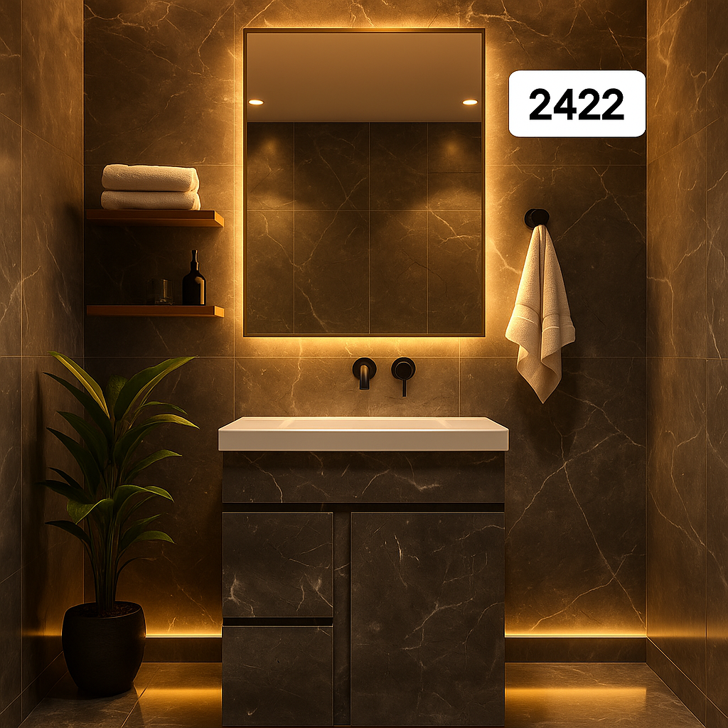 MizMo , HDHMR Bathroom Vanity , 24x18 , Dual Mount (Wall/Floor) Waterproof Cabinet with Soft Close & Storage , 2422