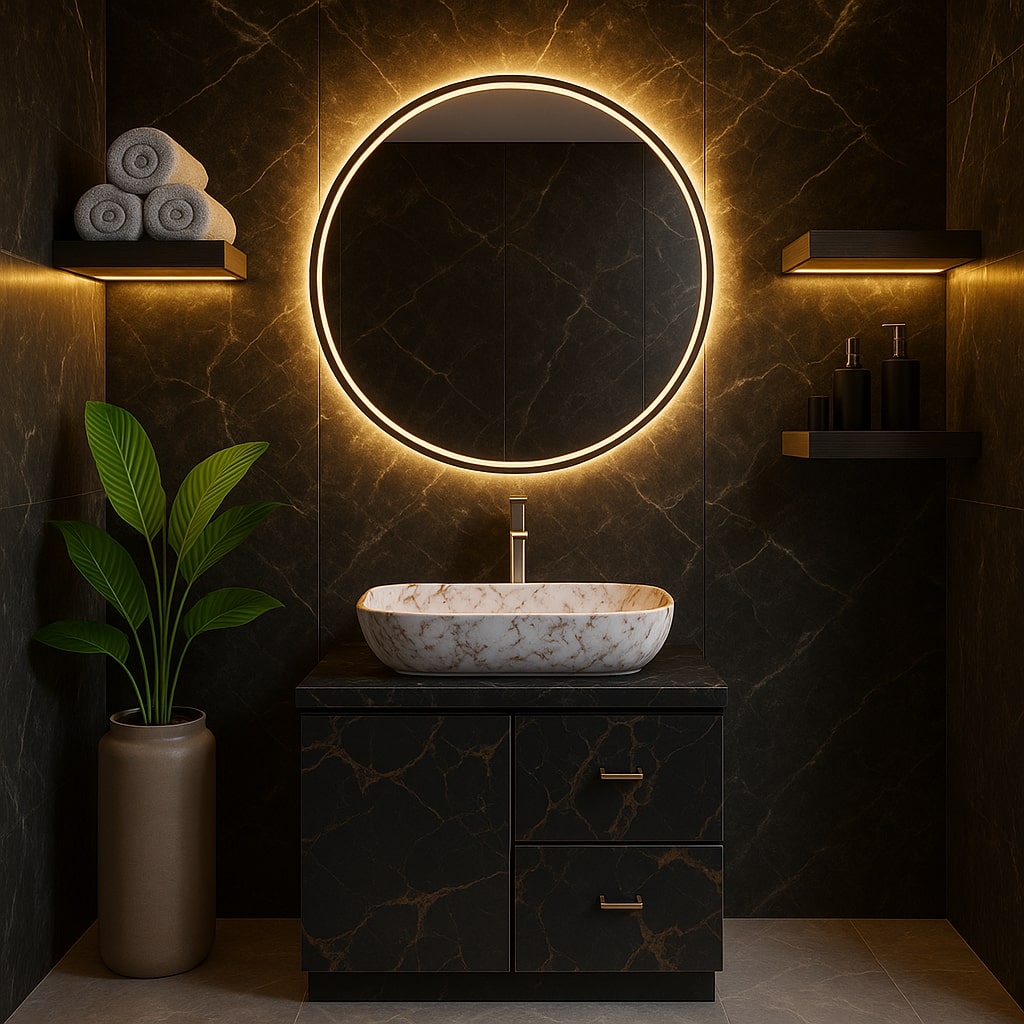 HDHMR Vanity Combo by Mizmo – 24x18 Inch Bathroom Set with Marble Top, Designer Counter-Top Basin, 12 , 2440